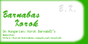 barnabas korok business card